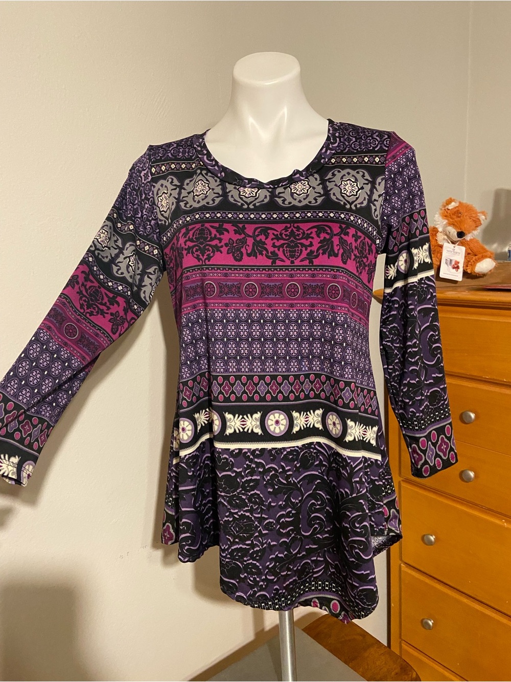 Sunny Taylor Purple and Pink Printed Long Sleeve Tunic